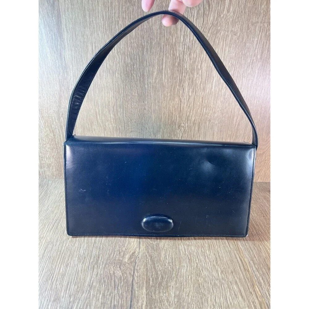 Vintage Kam Lung Co. Leather Wares Manufacturer Black Handbag